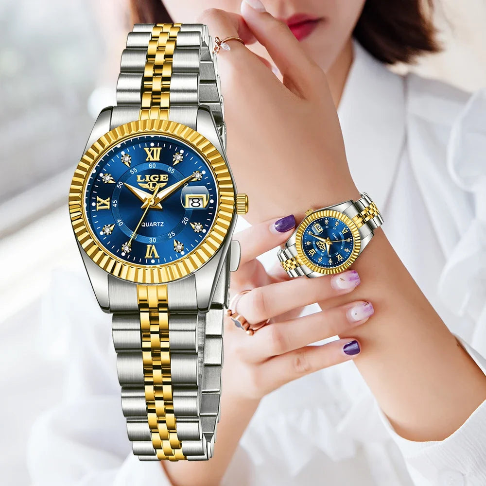 Women's 27mm Fluted Bezel Quartz Date Watch