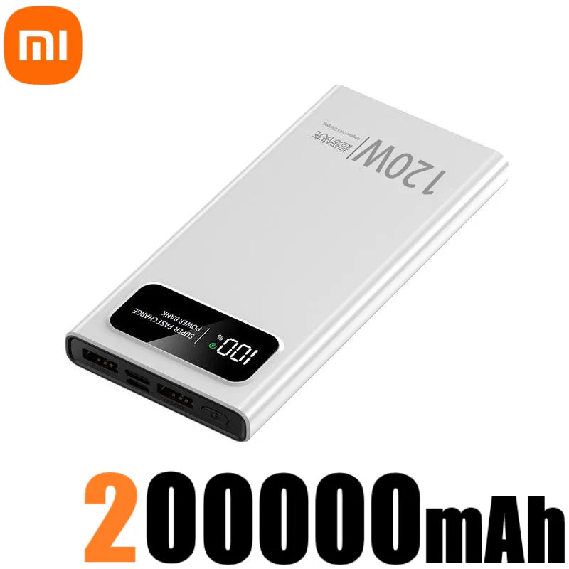 Xiaomi 200000mAh Power Bank 120W Super Fast Charger Large Capacity Mobile Power Portable External Battery for iPhone Samsung New