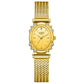 Women's Oval Crystal Bezel Watch, Woven Stainless Steel Bracelet