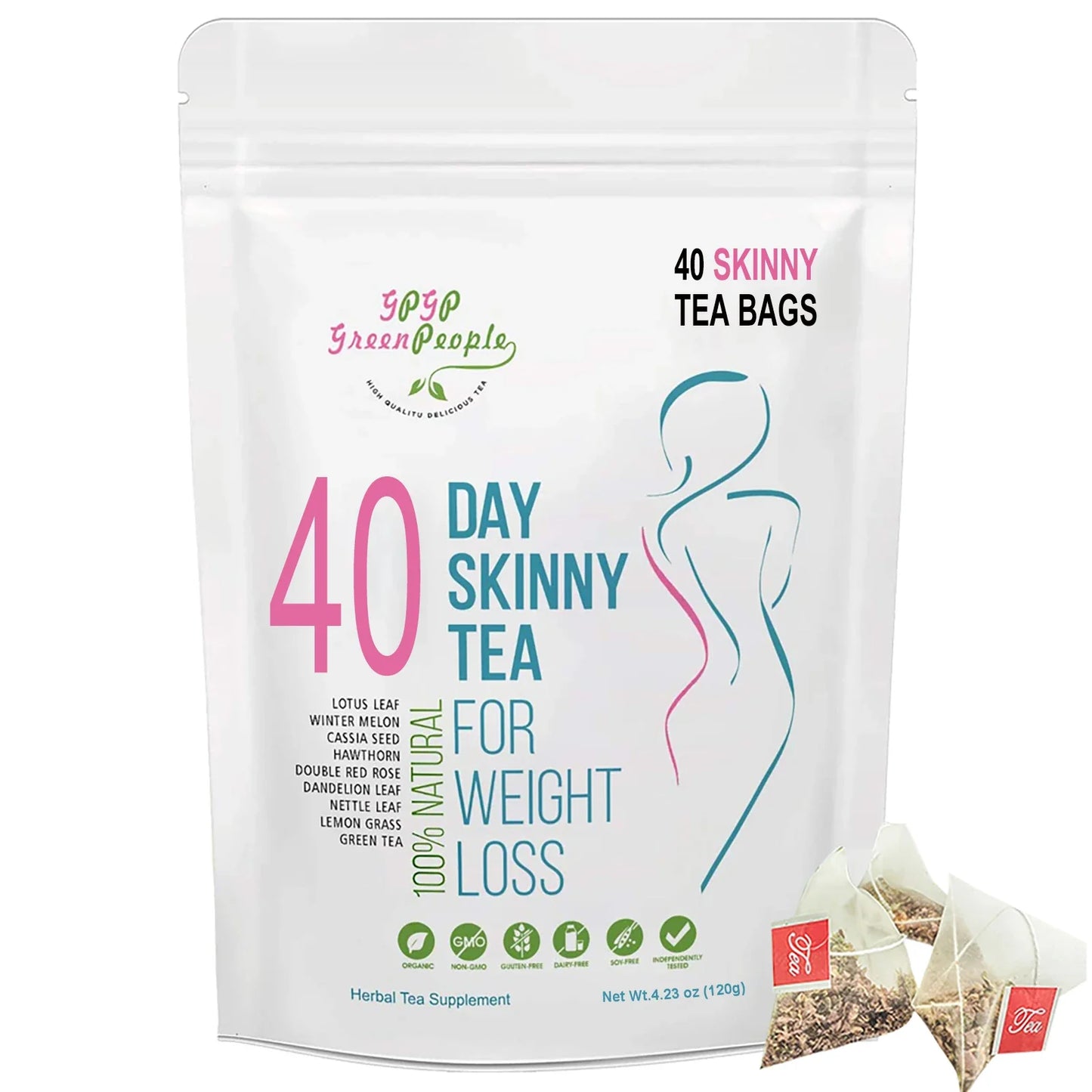 Natural 40 Days Herbal Skinny Detox Weight Loss Supplement No Caffeine Non-GMO Health Food Vitamins And Supplements