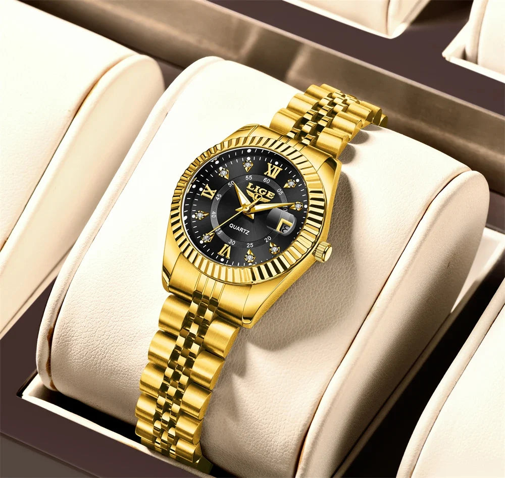 Women's 27mm Fluted Bezel Quartz Date Watch