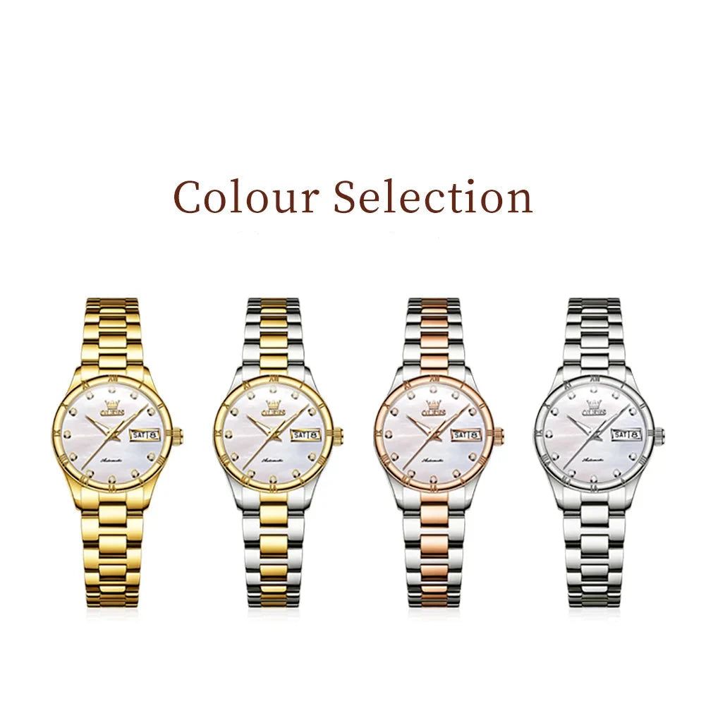 Women's Automatic Pearl-Effect Day-Date Watch