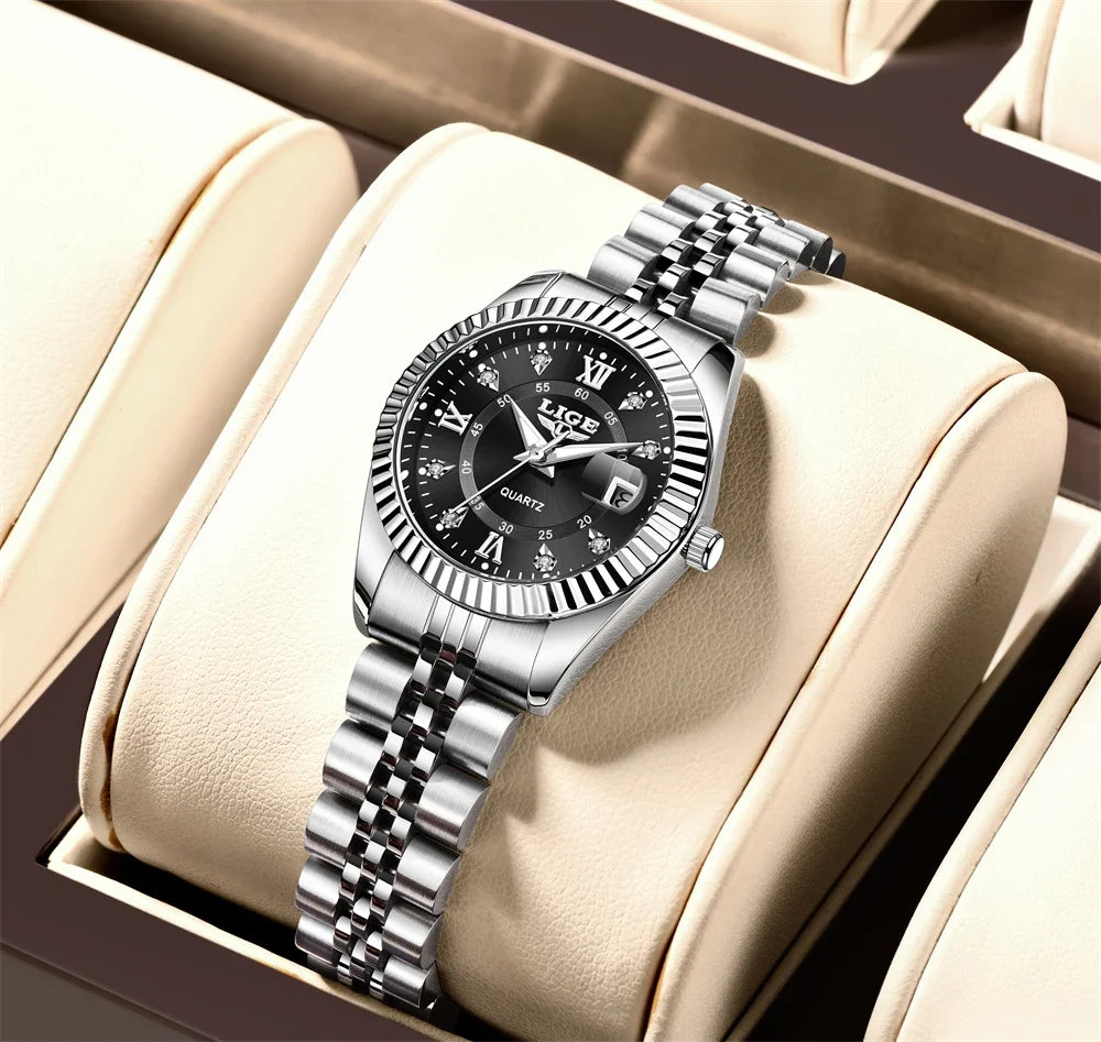 Women's 27mm Fluted Bezel Quartz Date Watch