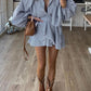 Belt plaid batwing long sleeve women dress summer Office ruffle shirt mini  A-line dress