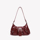 HEONYIRRY Maillard Style Retro Small Bag Spicy Girl Y2K Wasteland Vintage Leather Shoulder Armpit Bag - Zipper Closure