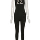 Women Tracksuit Slim Elastic High Print Figure Zipper Jumpsuit Y2K Sports