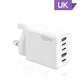 120W Fast Charger USB C Multi Ports PD Quick Charge 3.0 Wall Phone Adapter for iPhone Samsung Huawei Xiaomi Devices