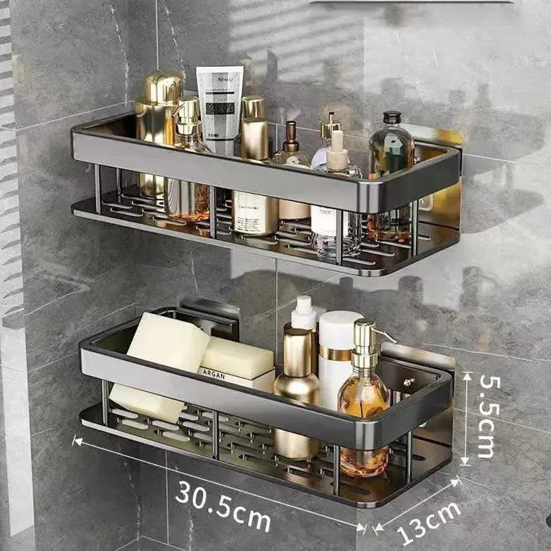 Easy Mount Bath Organizer: No-Drill Wall-Mounted Shelves