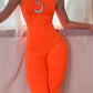 Women Tracksuit Slim Elastic High Print Figure Zipper Jumpsuit Y2K Sports