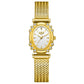 Women's Oval Crystal Bezel Watch, Woven Stainless Steel Bracelet
