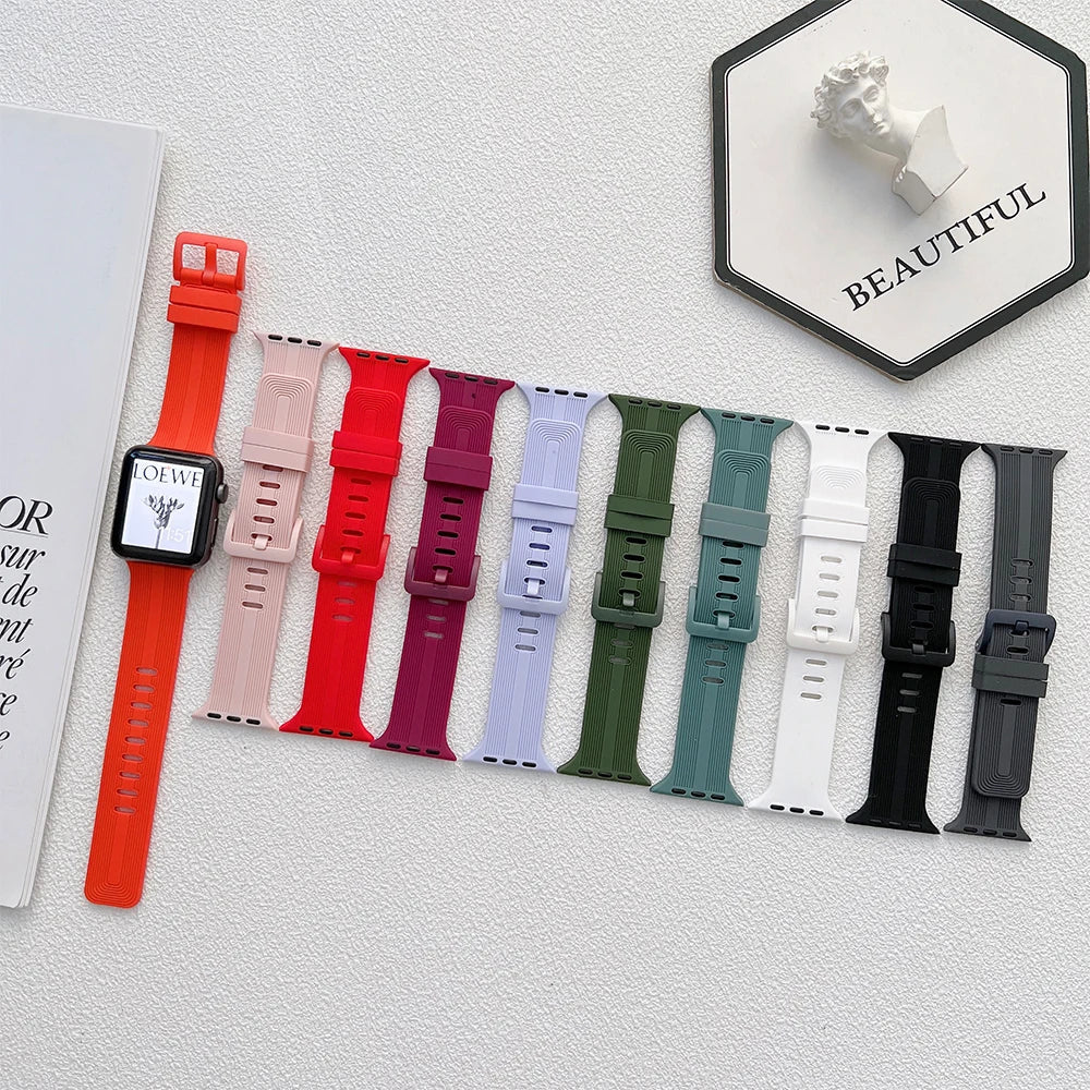 Apple Watch Basketweave-Texture Silicone Band with Buckle