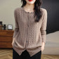 Long Sleeve Knitted O-neck Basic Thick Warm Cardigan
