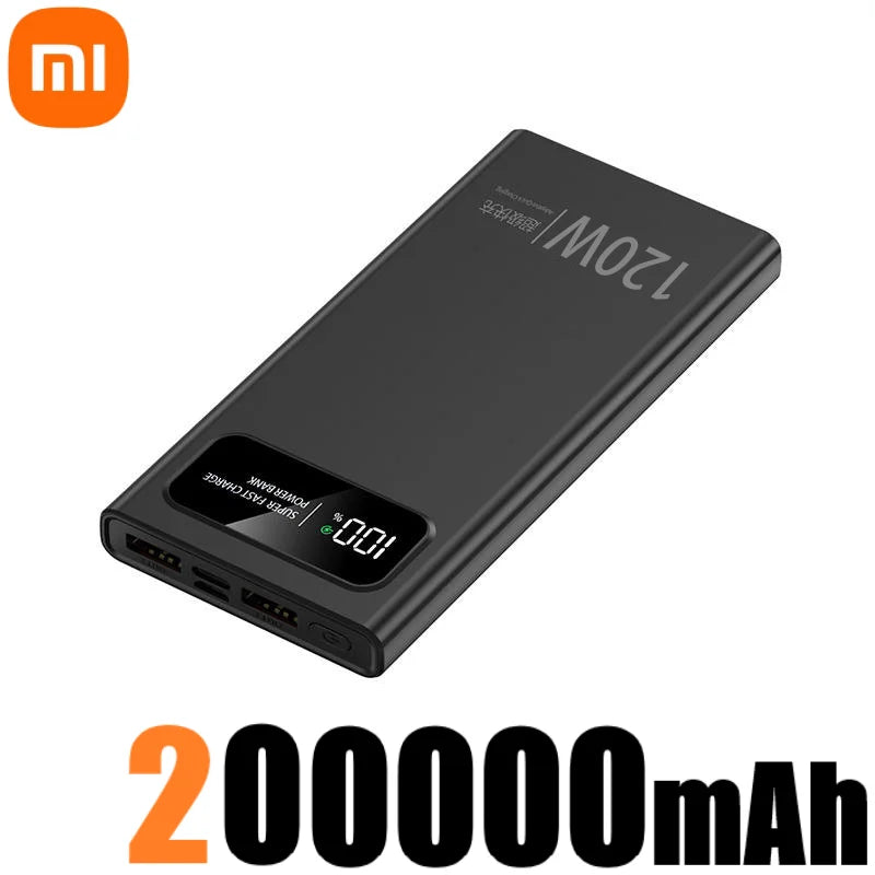 Xiaomi 200000mAh Power Bank 120W Super Fast Charger Large Capacity Mobile Power Portable External Battery for iPhone Samsung New
