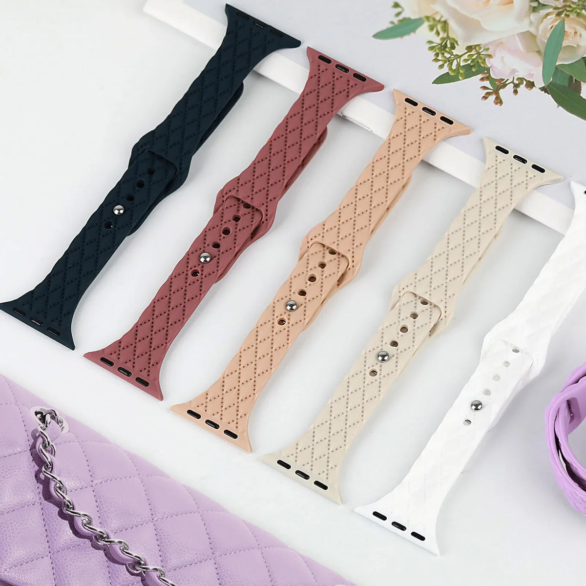 Apple Watch Slim Diamond-Pattern Silicone Band