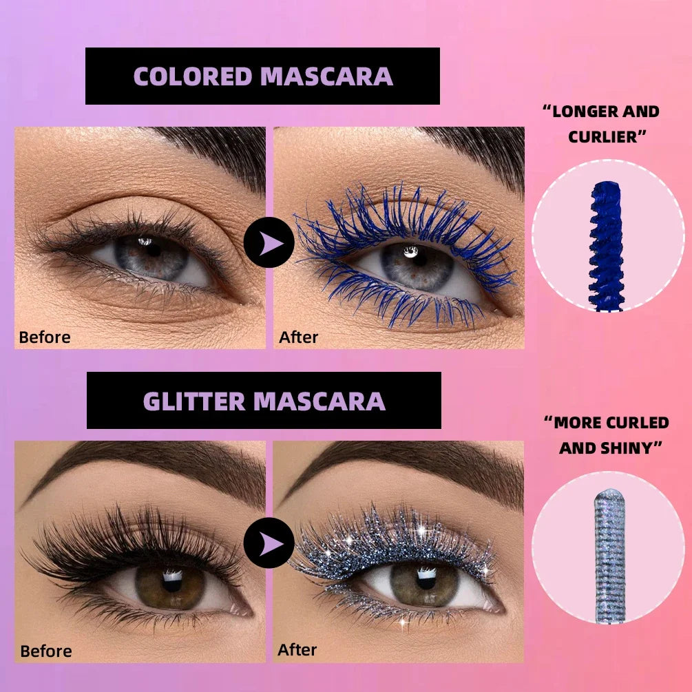 Qibest Double Head Diamond Glitter Waterproof Mascara