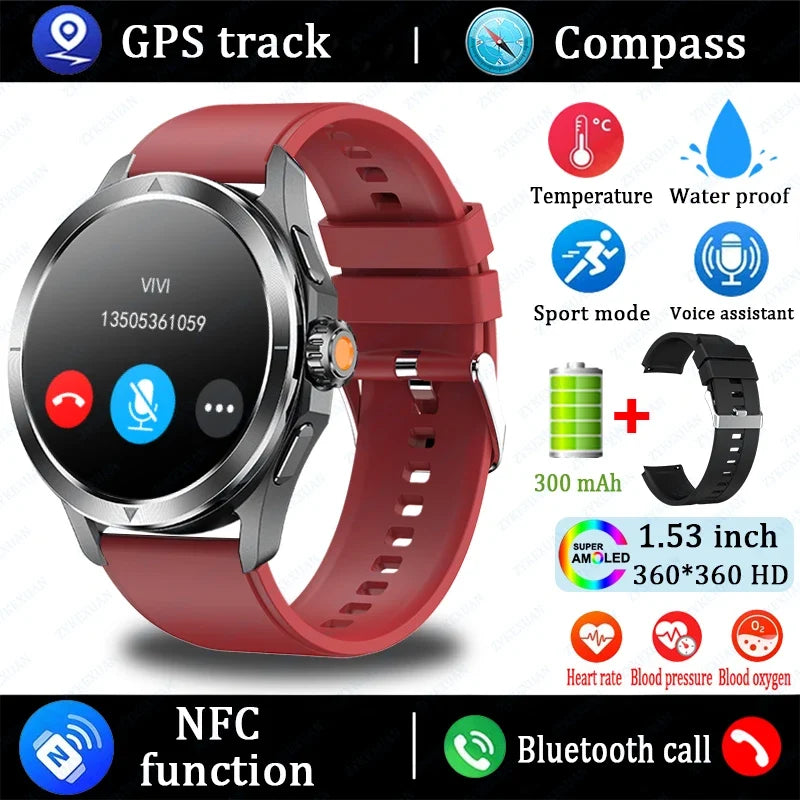 2025 New S4 Ultra Smart Watch Men Blood Oxygen Heart rate Compass Waterproof NFC GPS Tracking Bluetooth Call Sport Smartwatch