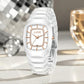 Women's Ceramic Tonneau Crystal Dial Watch
