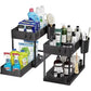 Two-level Pull-down Sink Shelving Sliding Cabinet Basket Shelving Storage Shelf Hanging Cup Bathroom Kitchen Shelving