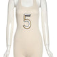 Women Tracksuit Print Figure Playsuit Summer New 2022 New Casual Skinny Stretch Knit Sleeveless