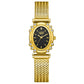 Women's Oval Crystal Bezel Watch, Woven Stainless Steel Bracelet