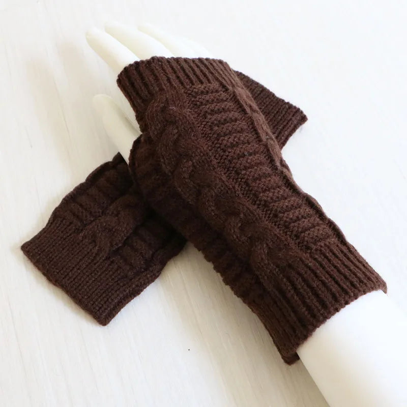 Women Stylish Hand Warmer Winter Gloves Arm Crochet Knitting Faux Wool Mitten Warm Fingerless Glove Twist Pattern Women Gloves