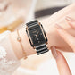 Women's Rectangular Ceramic Quartz Date Watch