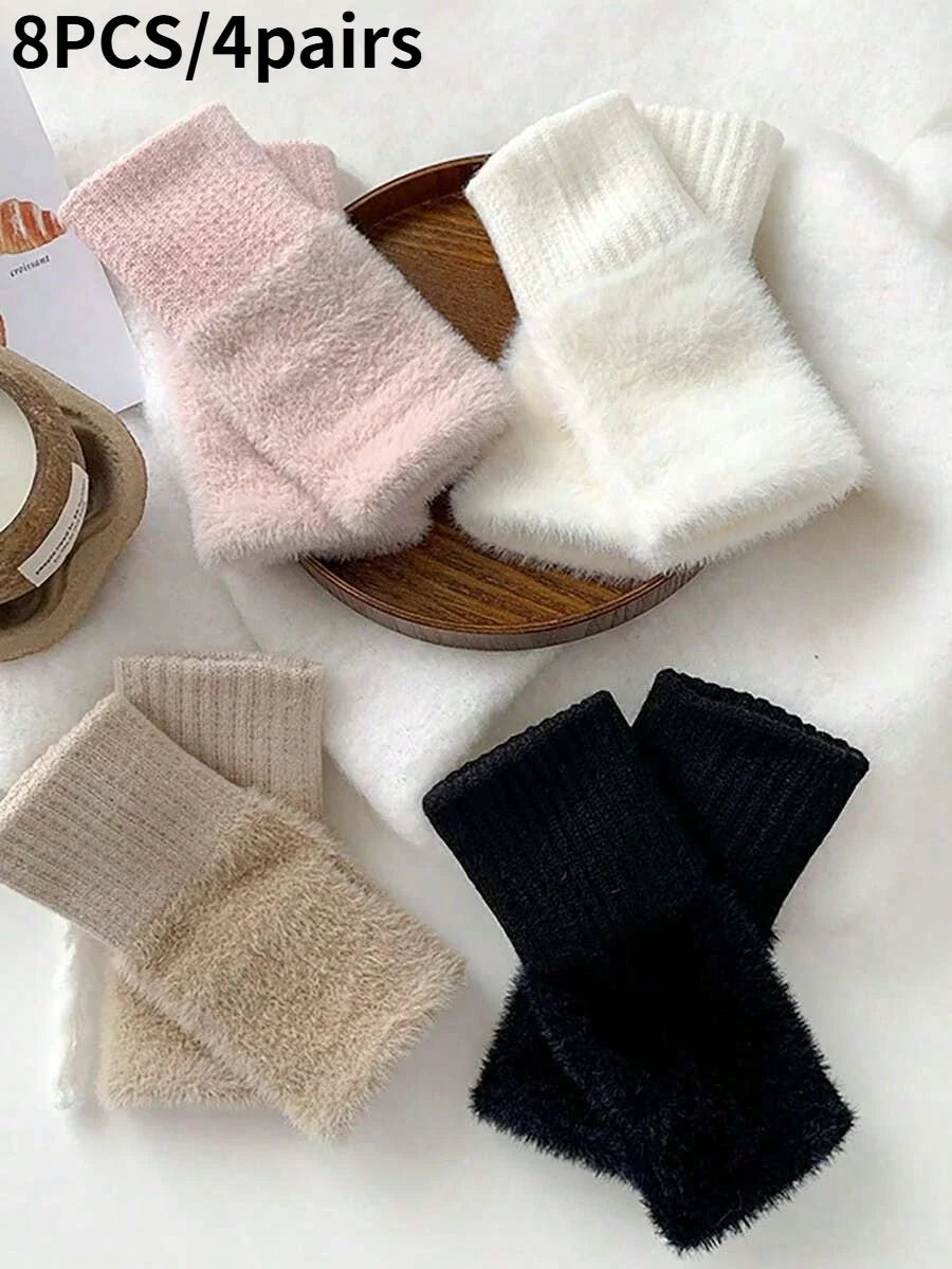Women's Long Fleece Winter Gloves, Soft Warm Hand Warmer with Elastic Cuffs, Comfortable Cold Weather, Outdoor & Casual Wear