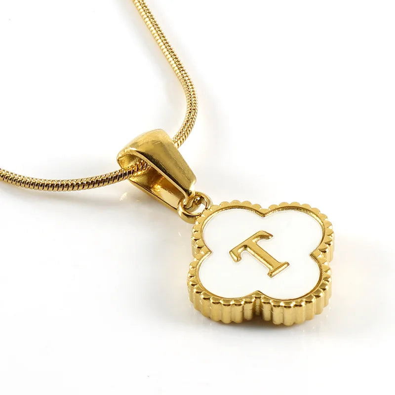 Lucky Clover Stainless Steel Pendant Necklace