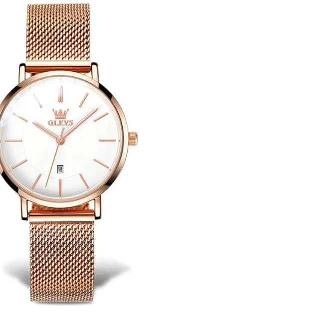Women's Minimalist Mesh Date Quartz Watch