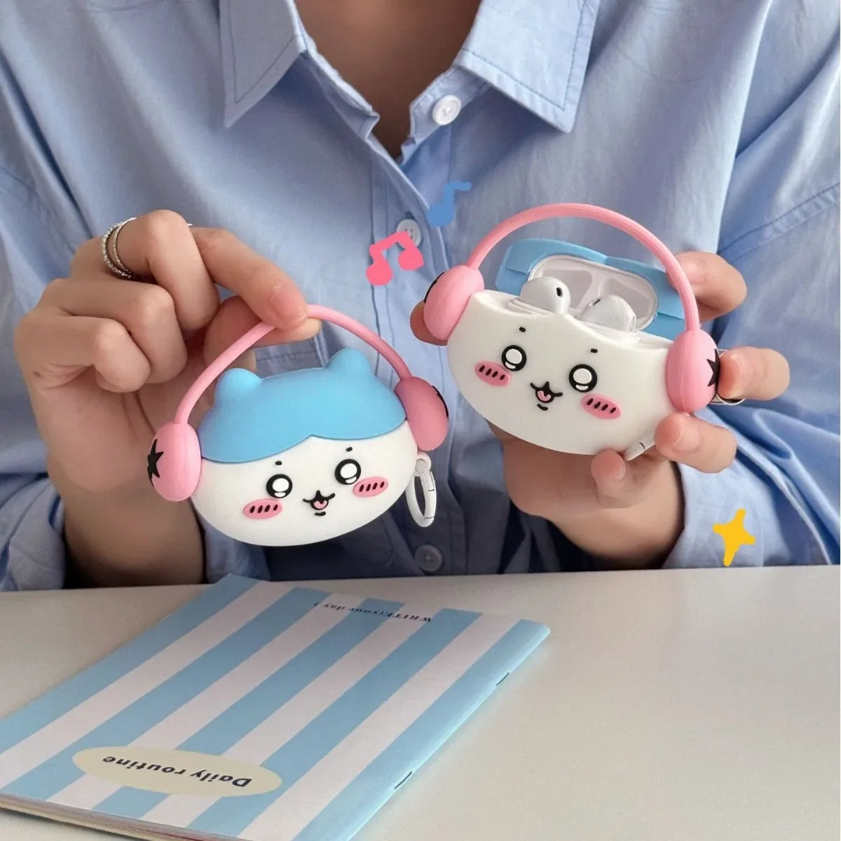 3D Cartoon Music Rabbit Protective Earphone Silicone Anime Cover For Airpods Pro 2/Airpods 3/Airpods 1/2 Case Kids/Girls Funda