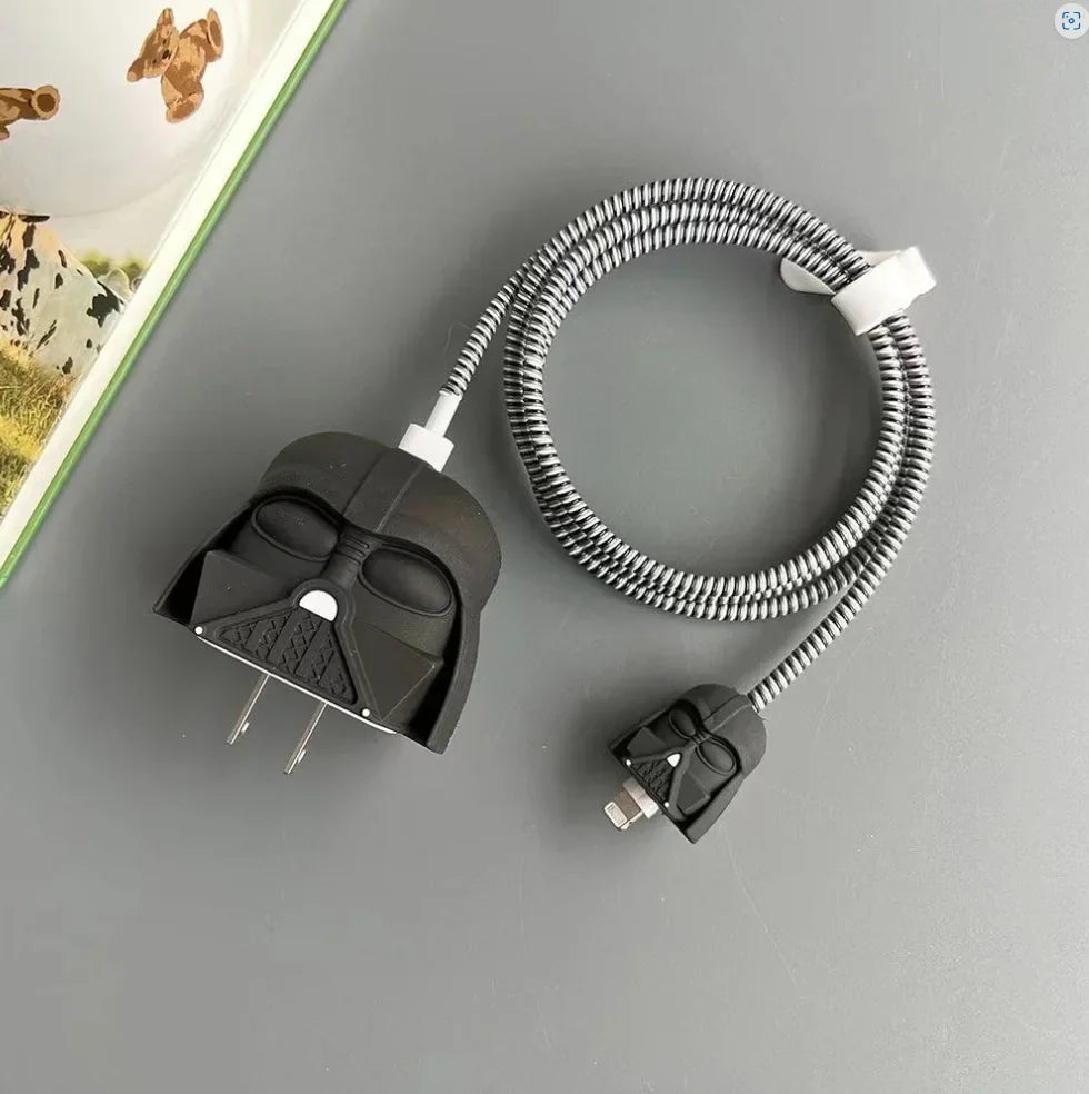 4Pcs/set Cable Protector for iPhone / iPad 18W/20W Charger Protection Cute Cartoon Protector Spring Cable Winder Accessories