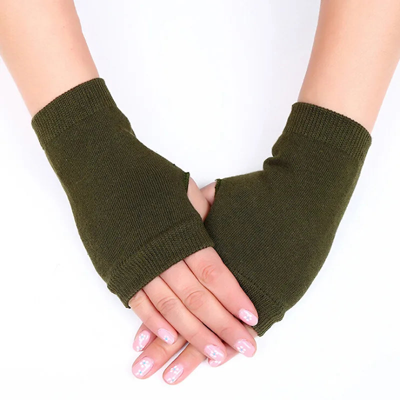 Women Stylish Hand Warmer Winter Gloves Arm Crochet Knitting Faux Wool Mitten Warm Fingerless Glove Twist Pattern Women Gloves