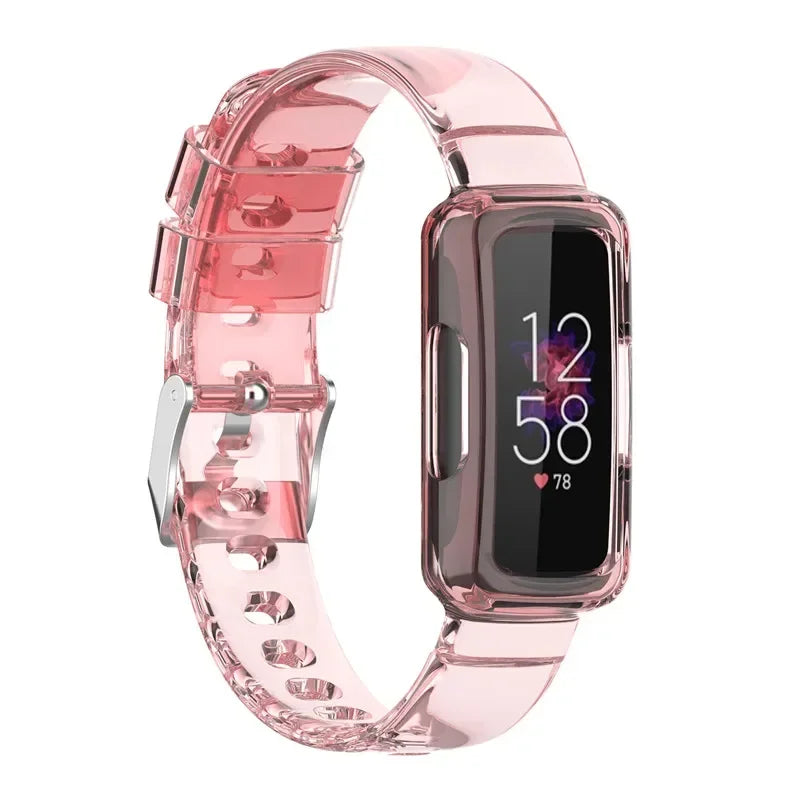 Fitbit Luxe Clear Band with Built-In Case, Translucent Colors
