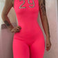 Women Tracksuit Slim Elastic High Print Figure Zipper Jumpsuit Y2K Sports