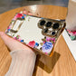 For Samsung S24 Ultra Luxury Plating Logo Hole Case For Samsung Galaxy S23 Ultra S22 Plus Flower Camera Film Transparent Cover