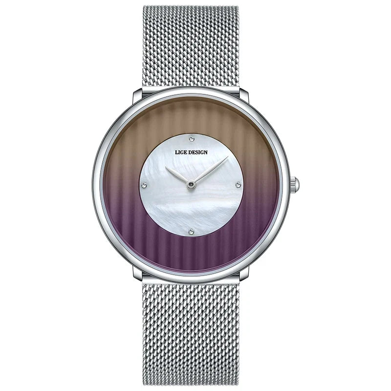 Women's 41mm Gradient Pearl-Effect Dial Mesh Quartz Watch