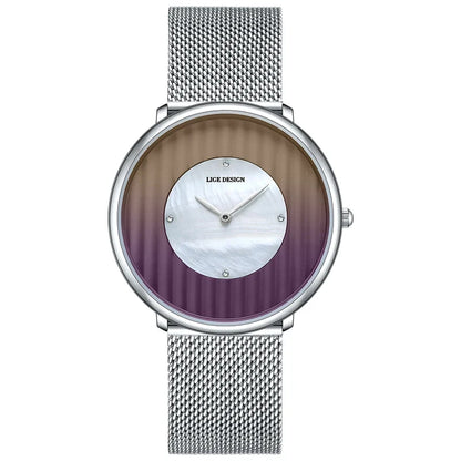 Women's 41mm Gradient Pearl-Effect Dial Mesh Quartz Watch