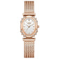 Women's Oval Crystal Bezel Watch, Woven Stainless Steel Bracelet