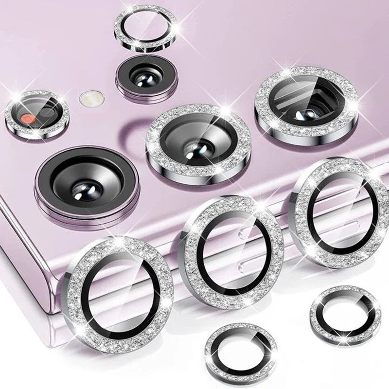 Glitter Camera Glass for Samsung Galaxy S24 Ultra , S23 Ultra , S22 Ultra , S24 Protective Lens Ring Screen Protector
