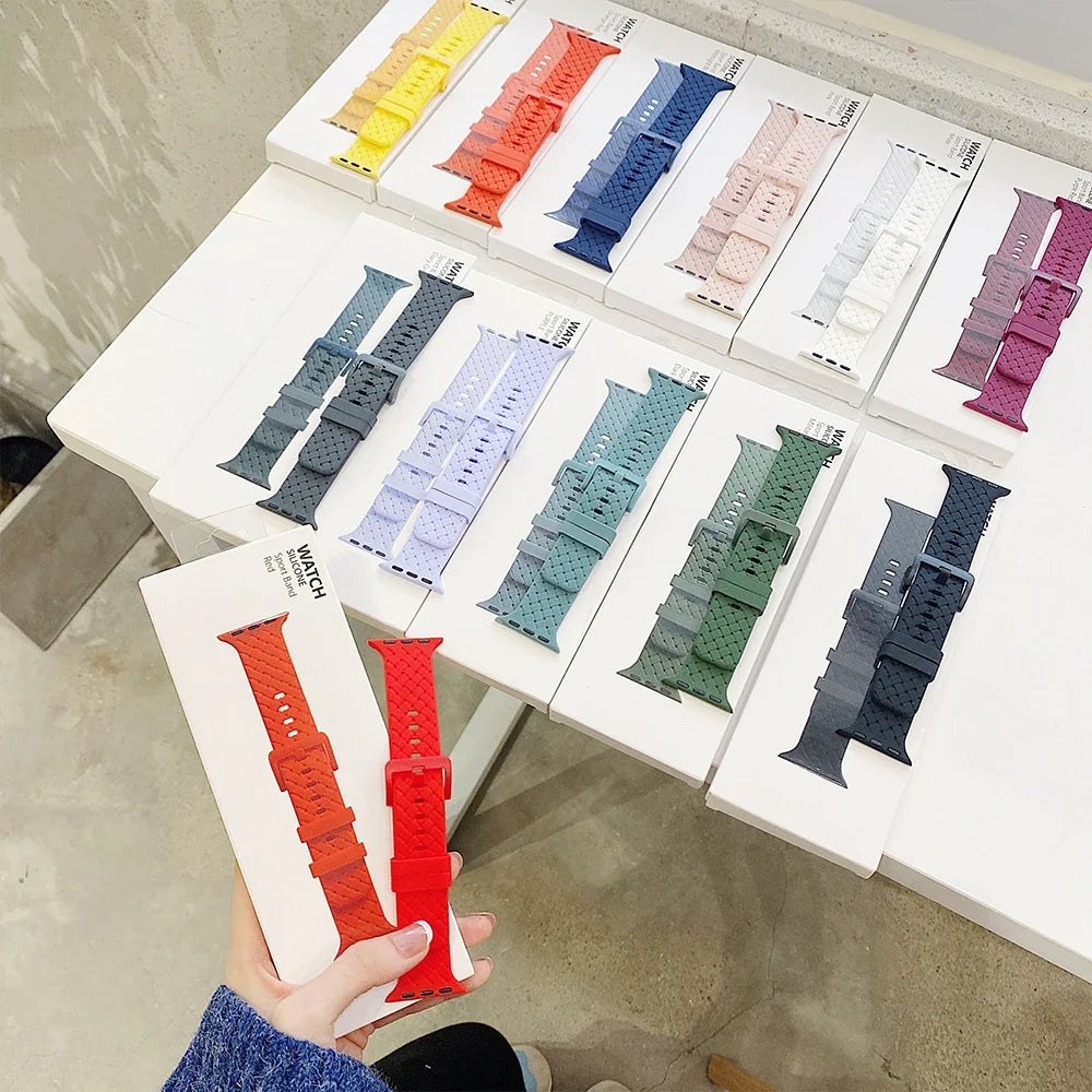 Apple Watch Basketweave-Texture Silicone Band with Buckle