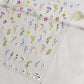 1pc Flower Nail Stickers Summer Floral Leaf Plant 5D Embossed Nail Slider Decals Self-Adhesive Nail Art Supplies Manicure Decor