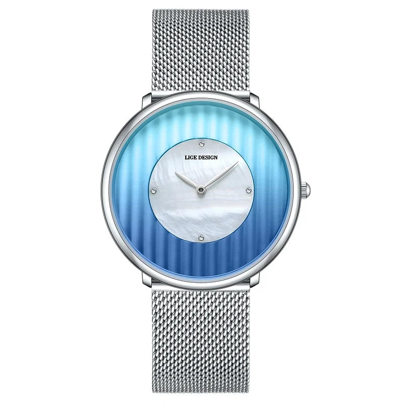 Women's 41mm Gradient Pearl-Effect Dial Mesh Quartz Watch