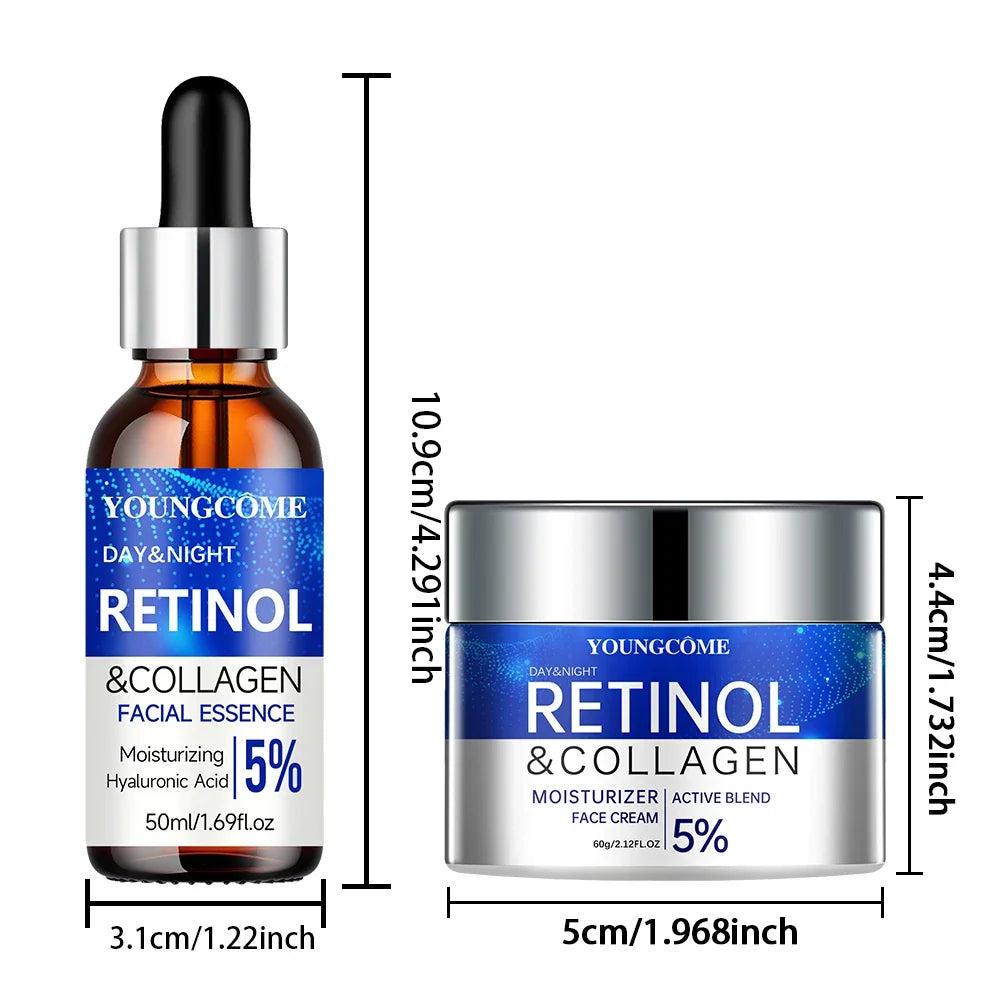Retinol Cream Serum Combo Set Locks In Moisture Repairs Skin Smoothes Wrinkles Increases Elasticity For Younger Healthier Skin