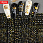 12pcs/set Cute Cartoon Dog/Cat Nail Art Stickers 3D Graffiti Black Cat Dog  Nail Decals 8*10cm Self-Adhesive Cartoon Nail Art Su