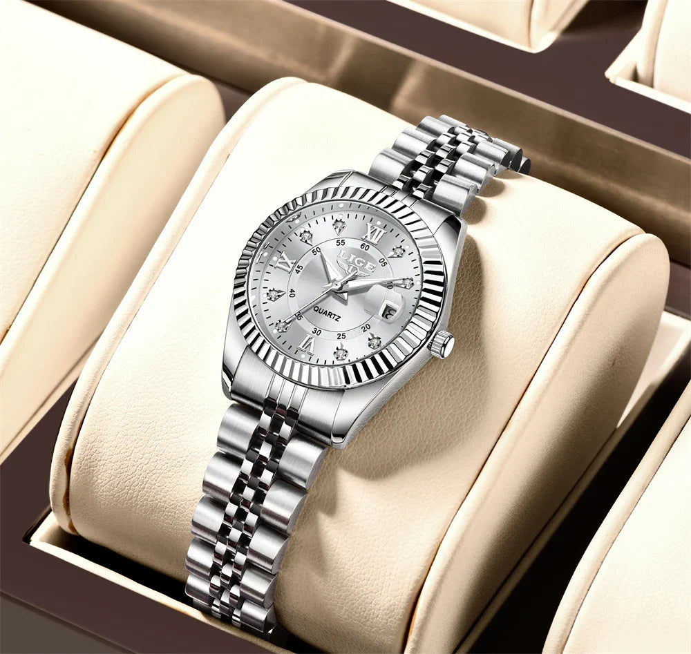 Women's 27mm Fluted Bezel Quartz Date Watch