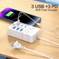 PD Quick Charging Wall Chargers USB Hub Adapter 6 Ports USB Type C Desktop EU US Plug Slots Charging Extension Socket Outlet