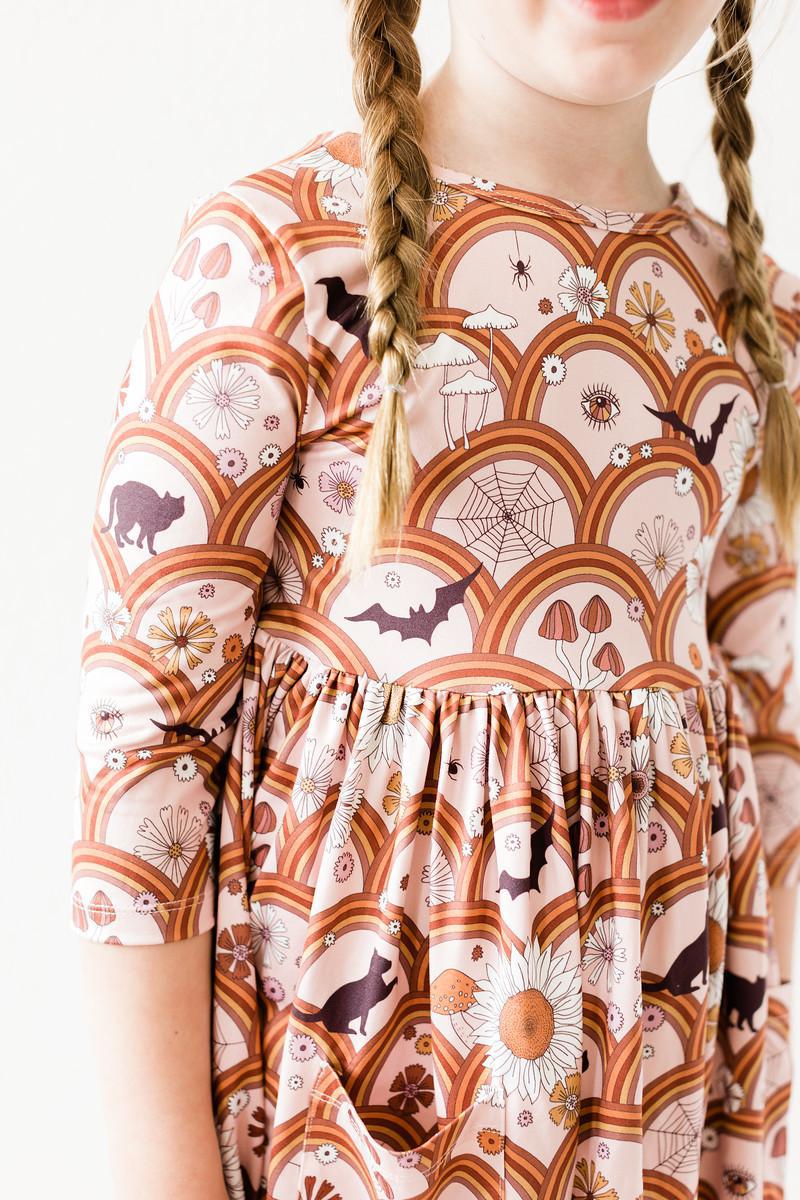 SALE Hocus Pocus 3/4 Sleeve Pocket Twirl Dress