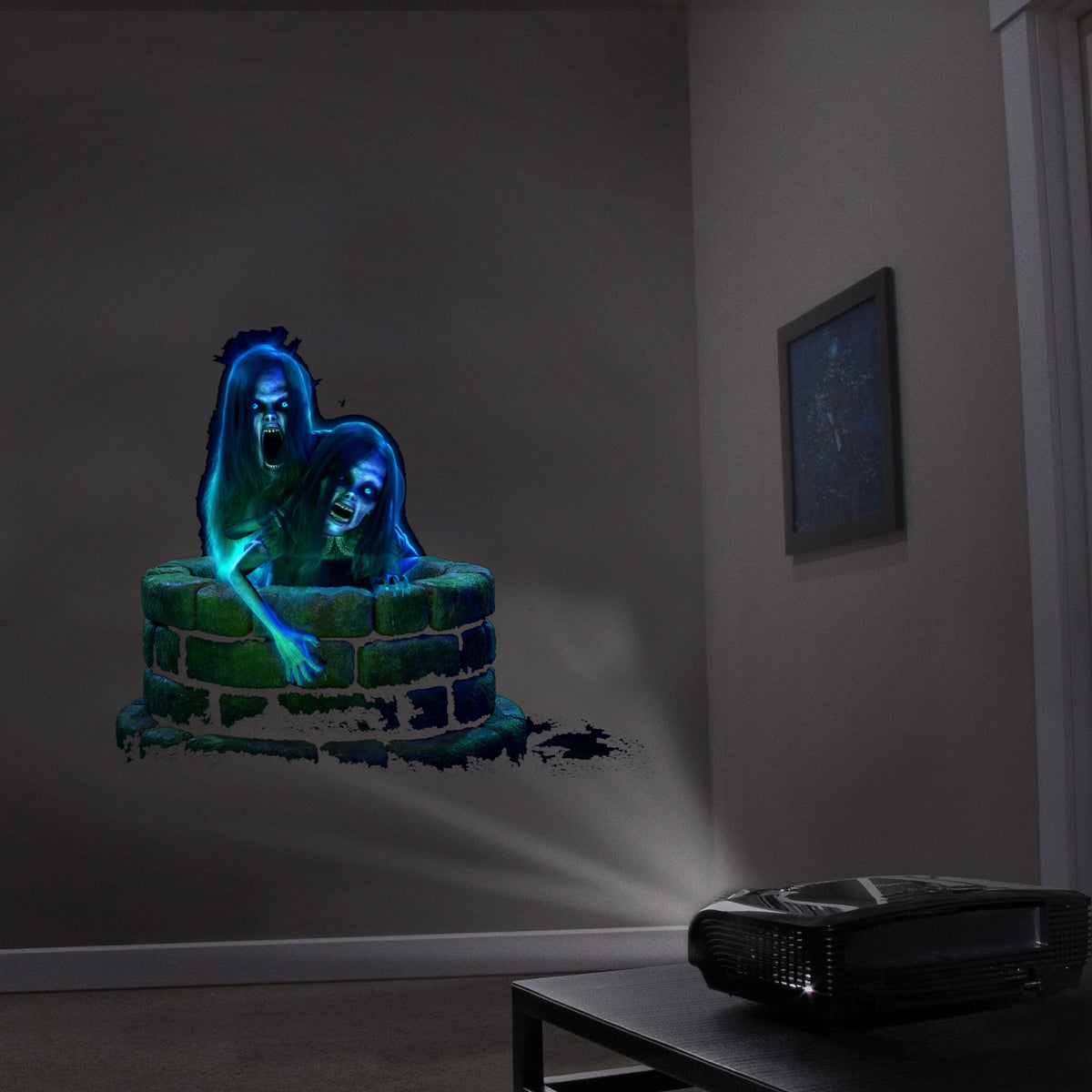 HoliScapes® USB Projector Kit - Spooky Halloween Hollusion + Projector + 5.5 ft x 9 ft Projection Screen
