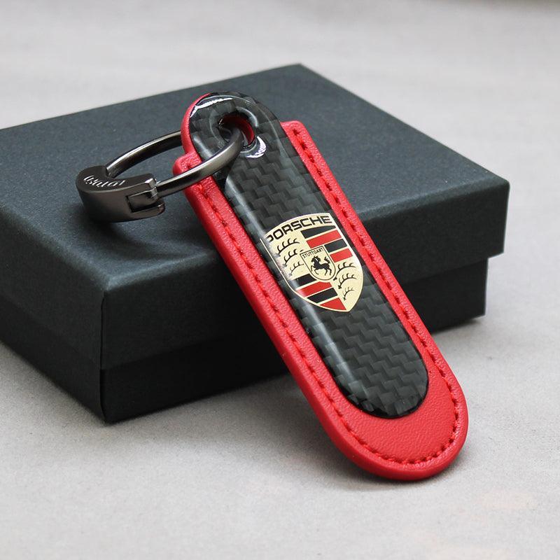Motorcycle Carbon Fiber Leather Keychain