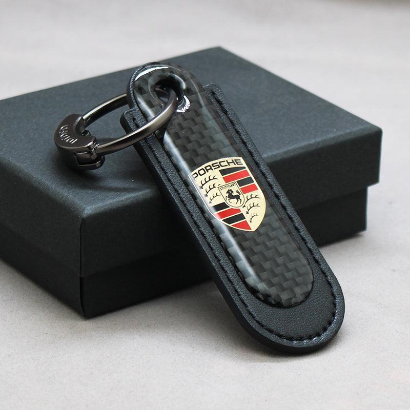 Motorcycle Carbon Fiber Leather Keychain